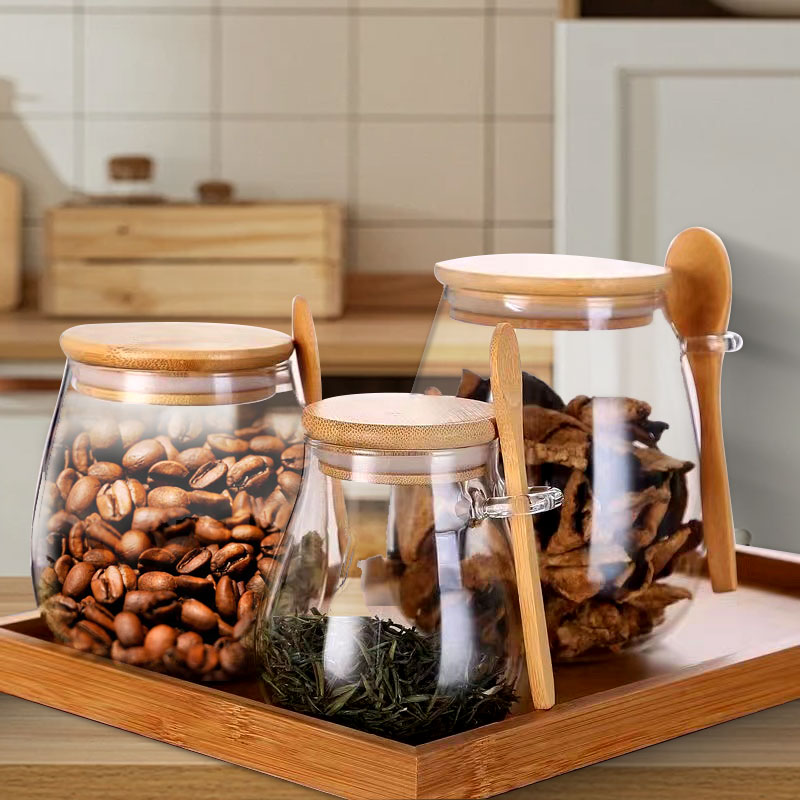Coffee Tea Sugar Canisters - 34Oz Verzegelde Glazen Pot Met Lepel