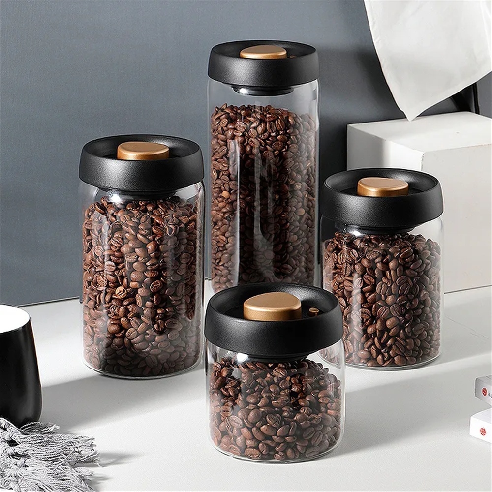 Tea Coffee Sugar Container - 1pack Koffiebonenopslagcontainer Luchtdicht deksel Verzegeld met