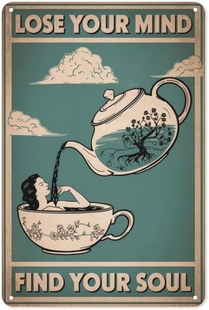 Coffee Tea Nook - Thee-meditatie blikken bord Zen metalen wanddecoratie