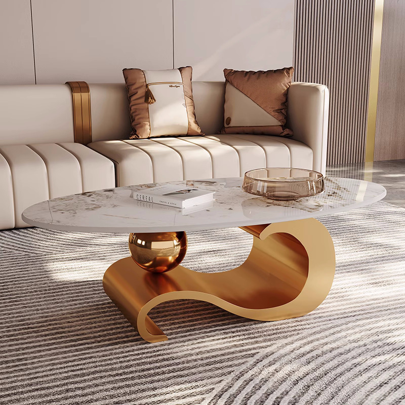 Coffee Tea Room - Nieuwe rotsplaat ovale salontafel lichte luxe