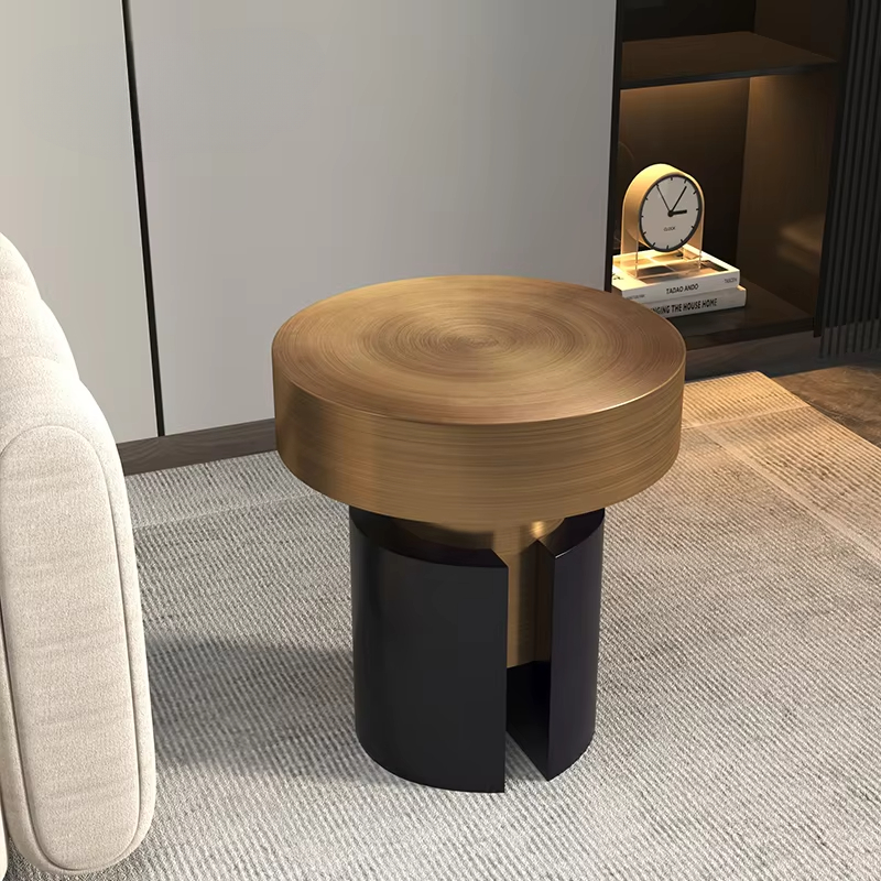 Coffee Tea Room - Roestvrijstalen salontafel, metalen randtafel, woonkamer bijzettafel,