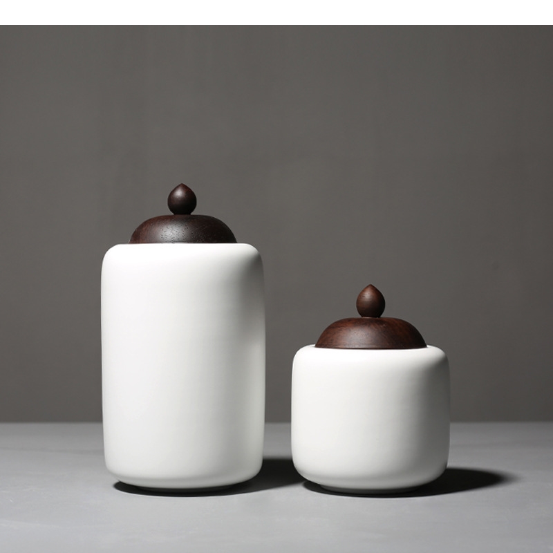 Tea Coffee Sugar Container - Keramische theepot Houten deksel Porselein verzegelde
