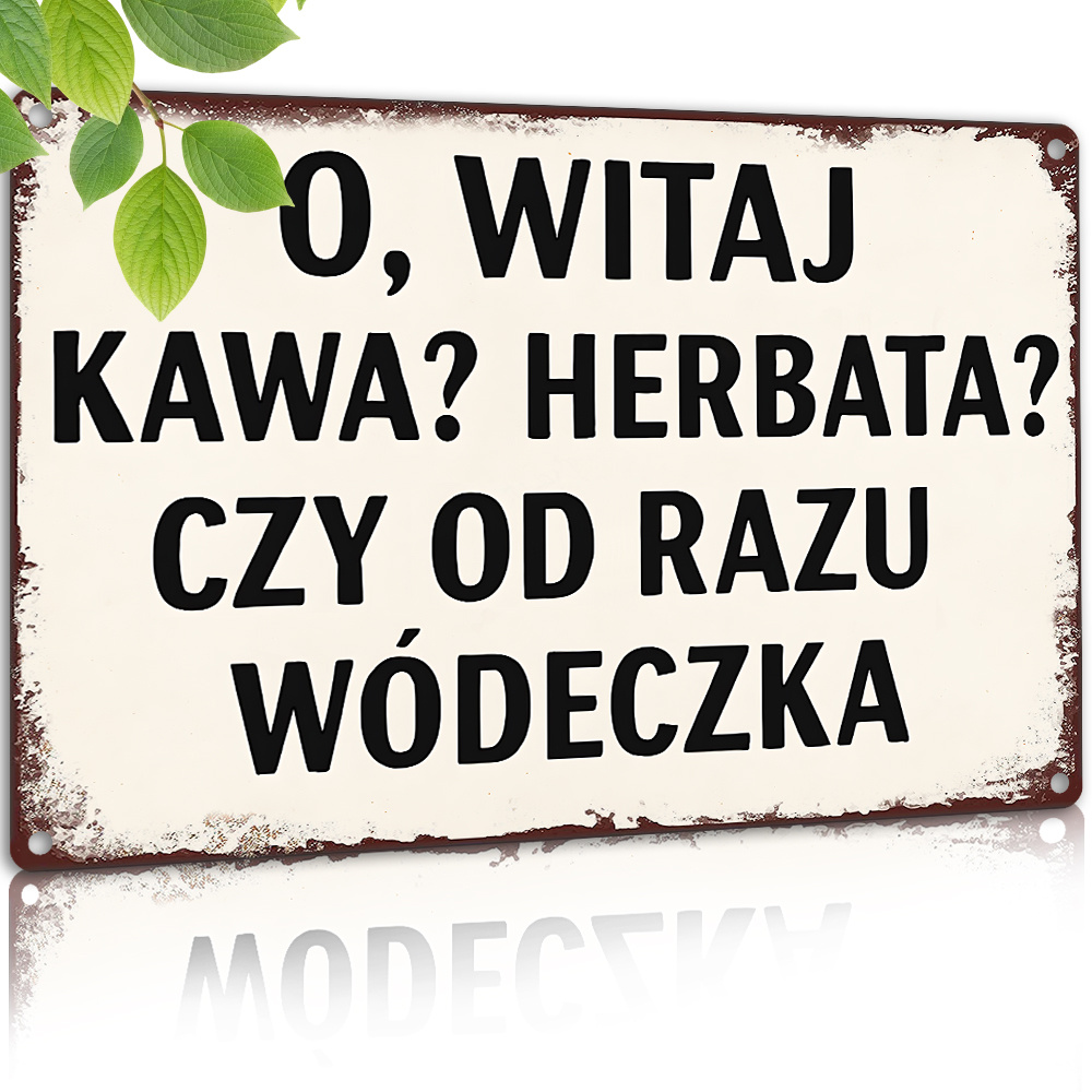 Coffee Tea Vodka - Vintage metalen bord, Pools grappig citaat