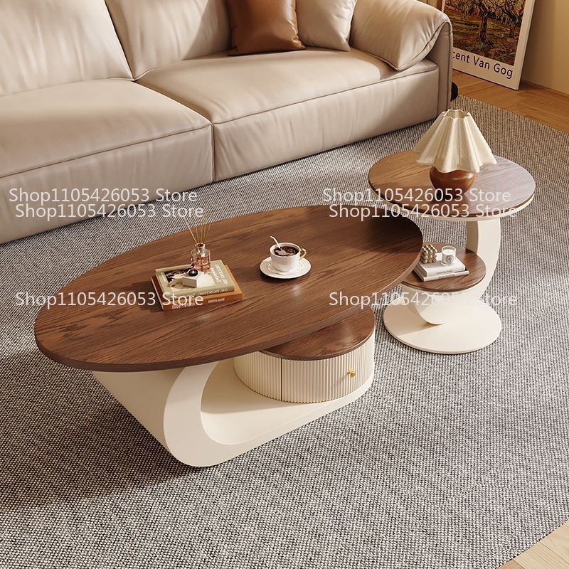 Coffee Tea Room - Middeleeuwse lichte luxe walnoot salontafel woonkamer