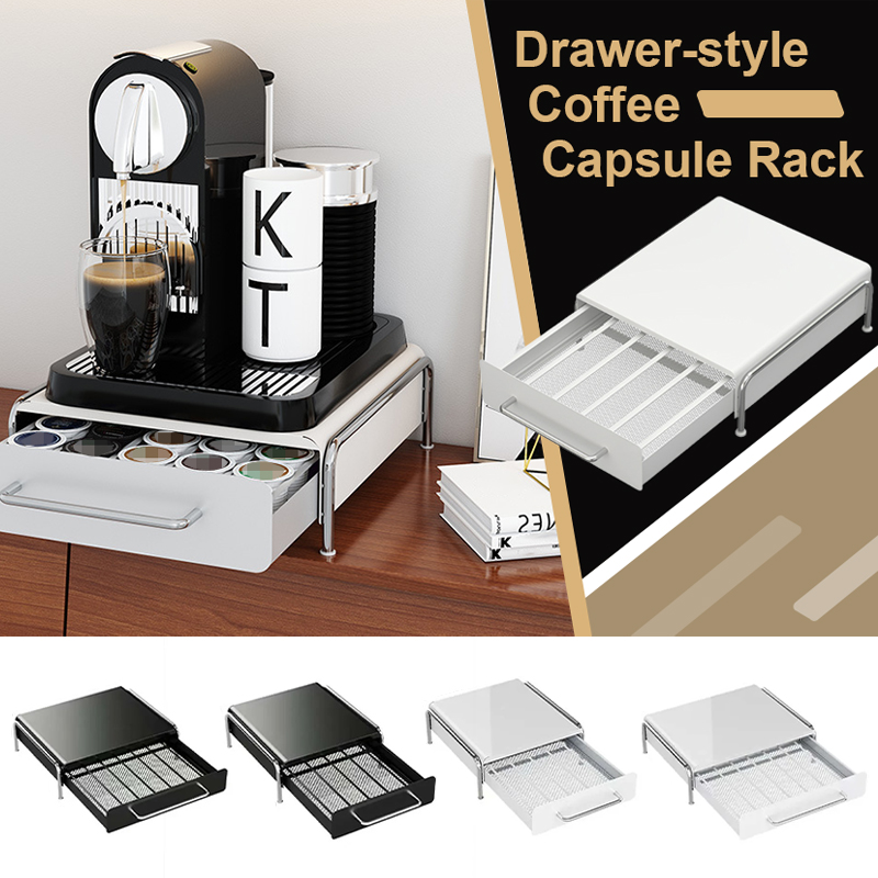 Coffee Tea Drawer Organizer - Koffiepod-organizer met uittrekbare laden, koffiebarstation, theezakjes-opbergdoos,