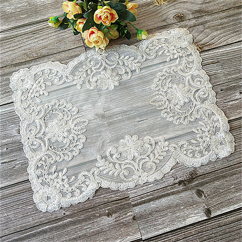Coffee Tea Drawer Organizer - Europese Klassieke Witte Kant Geborduurde Rechthoekige