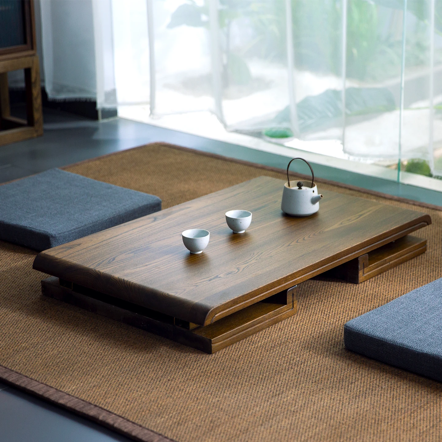 Coffee Tea Unit - AOLIVIYA Opvouwbare massief houten Tatami salontafel
