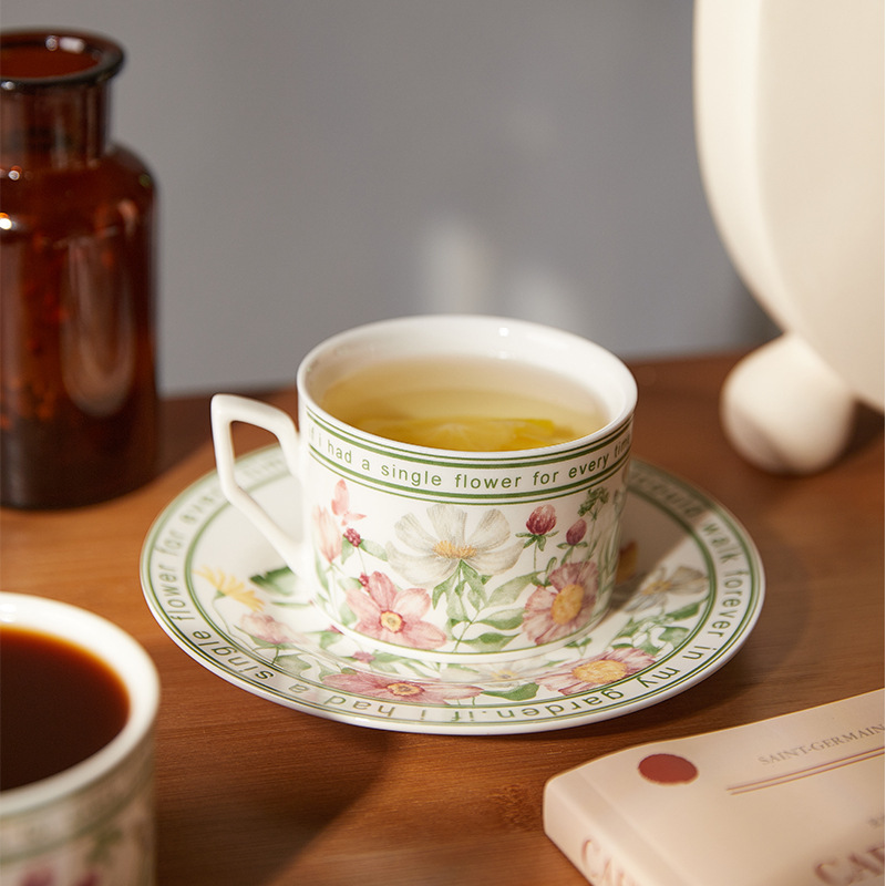 Coffee Tea Drawer Organizer - Franse retrostijl koffiekop en schotel geschenkdoos
