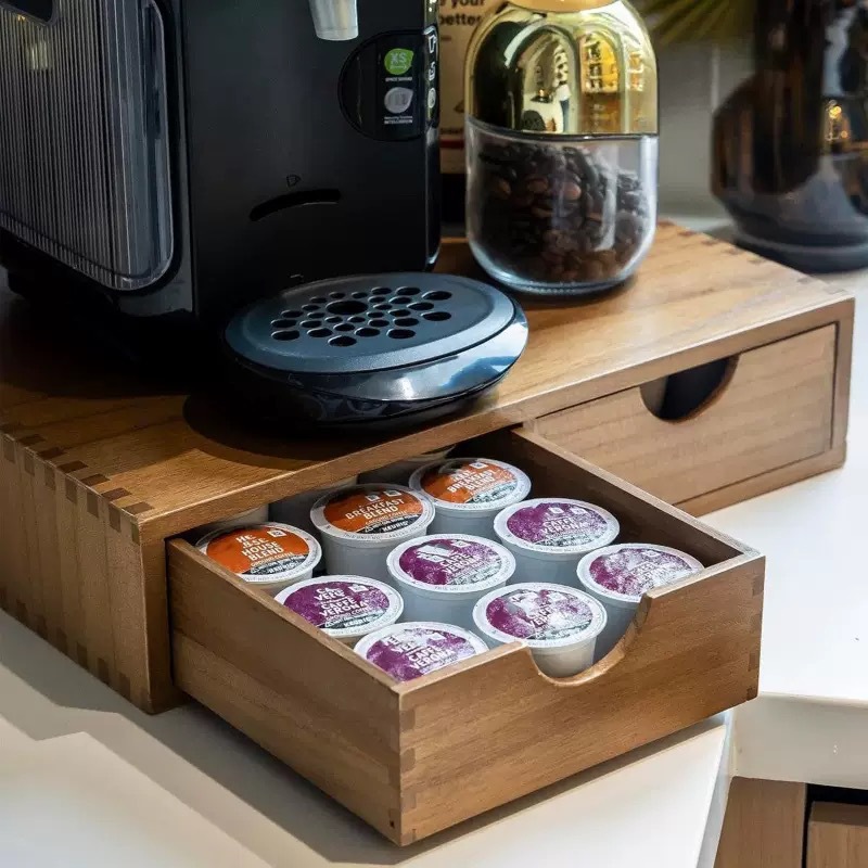 Minimalistische houten koffiem - Coffee Tea Drawer Organizer recensie en prijs