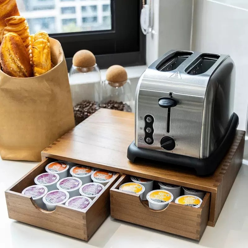 Minimalistische houten koffiem - Coffee Tea Drawer Organizer recensie en prijs