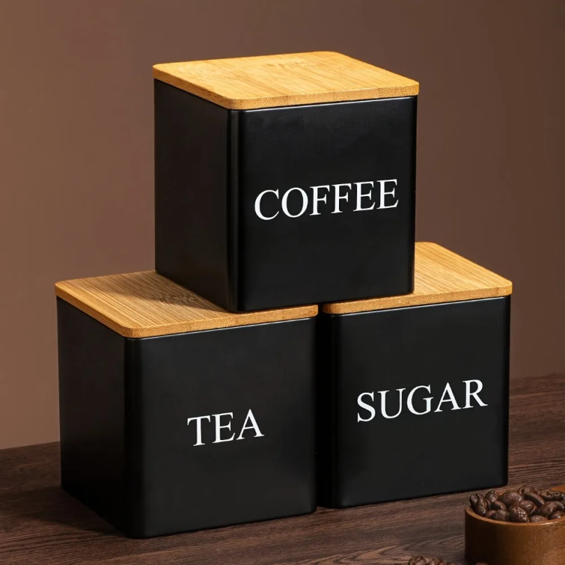 500ml Zwart-witte doos met dek - Tea Coffee Sugar Container recensie en prijs