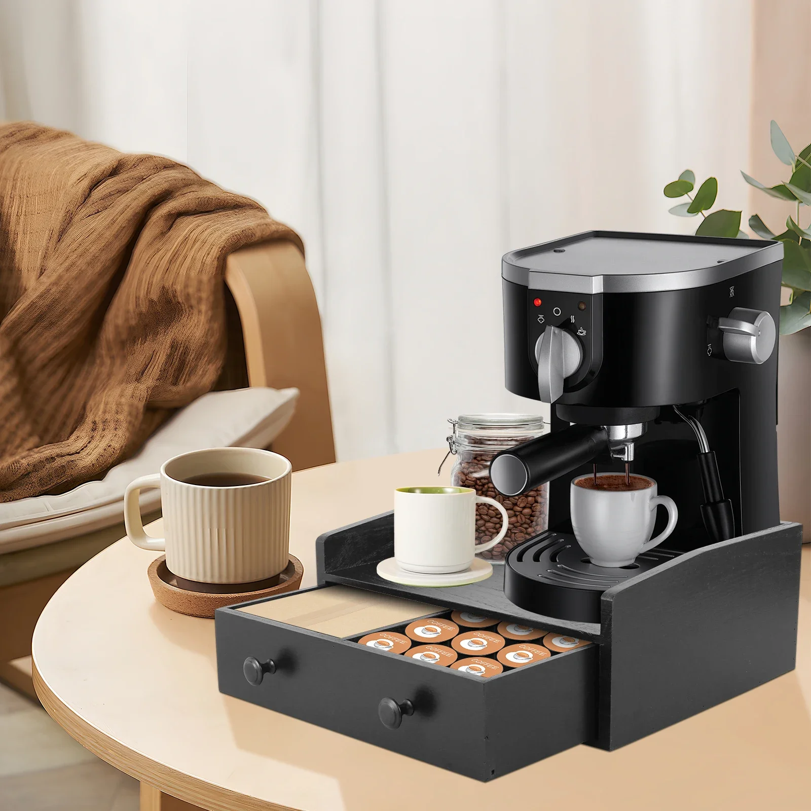 Koffiemachine basislade houten - Coffee Tea Drawer Organizer recensie en prijs