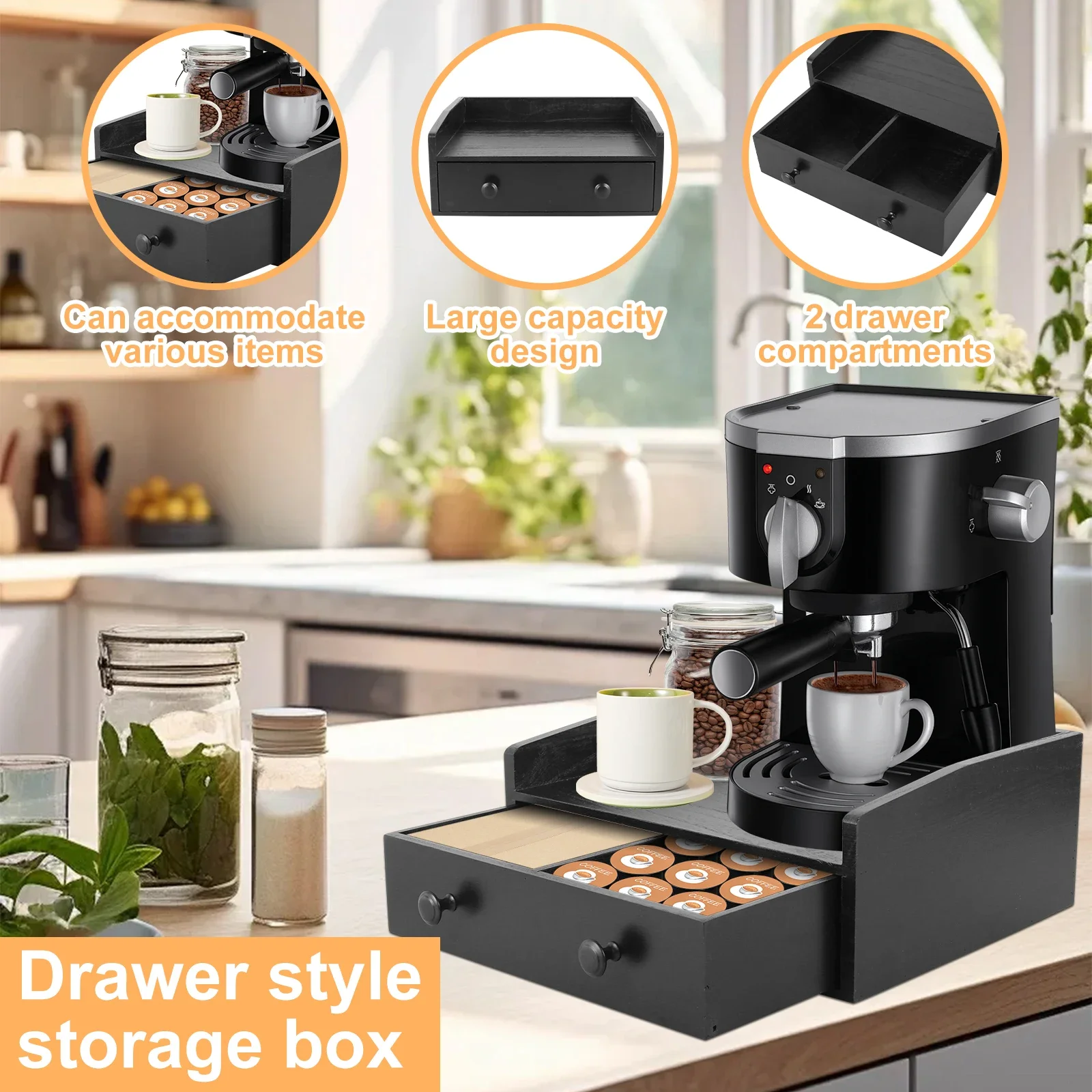 Koffiemachine basislade houten - Coffee Tea Drawer Organizer recensie en prijs