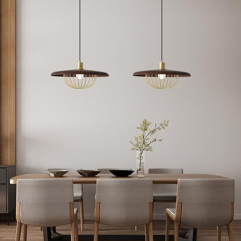 Imitatie houten ronde hanglamp - Switching Coffee To Tea recensie en prijs