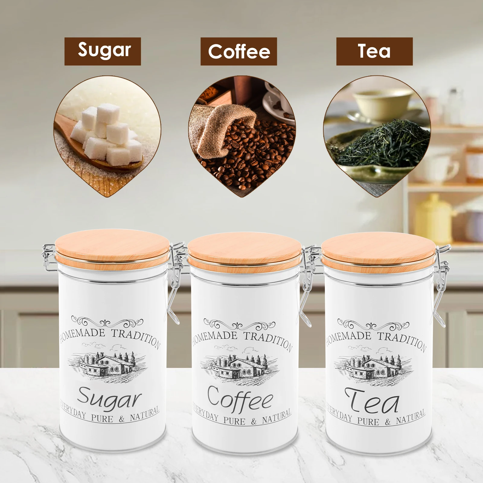 3 stks/set Thee Koffie Suikerb - Tea Coffee Sugar Container recensie en prijs