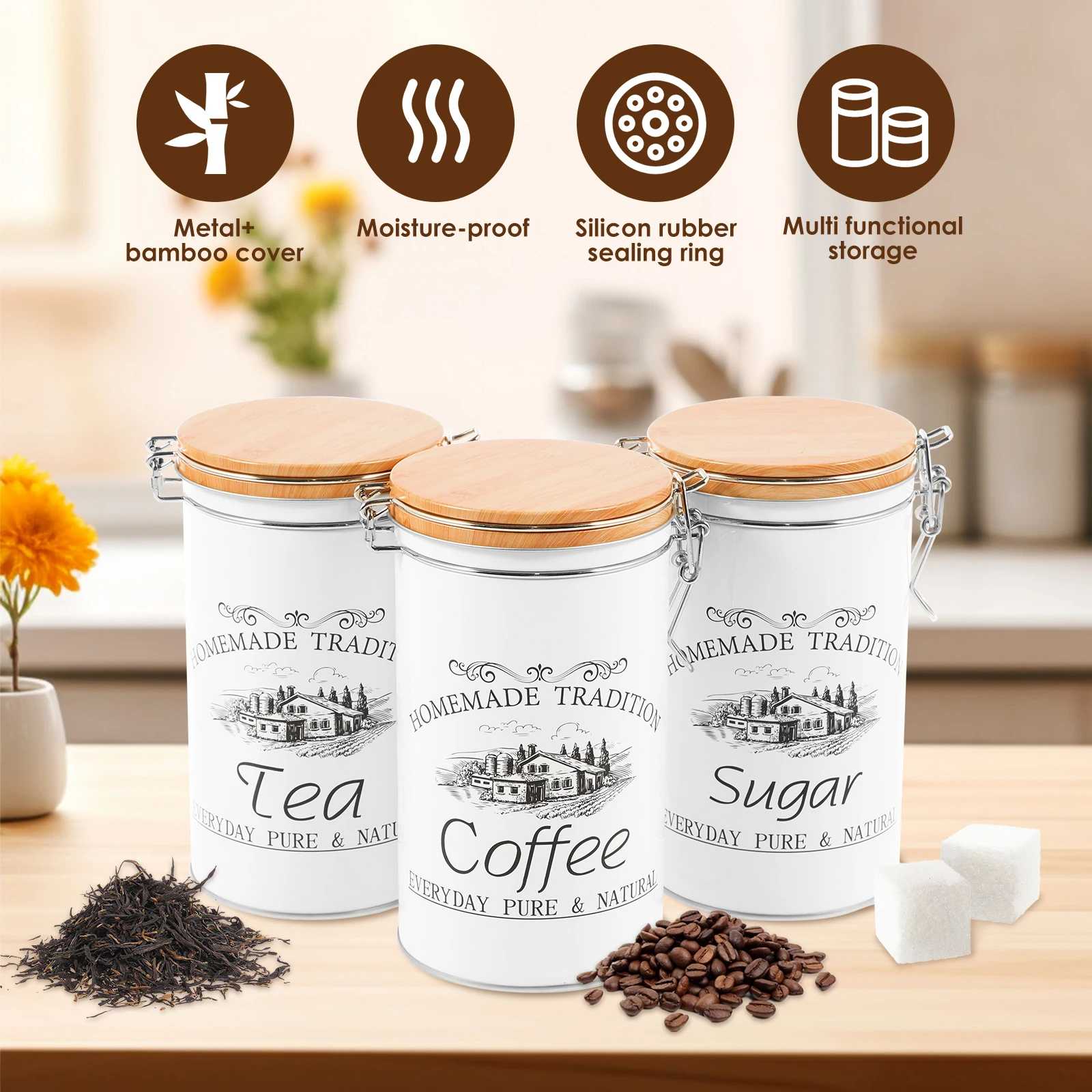3 stks/set Thee Koffie Suikerb - Tea Coffee Sugar Container recensie en prijs