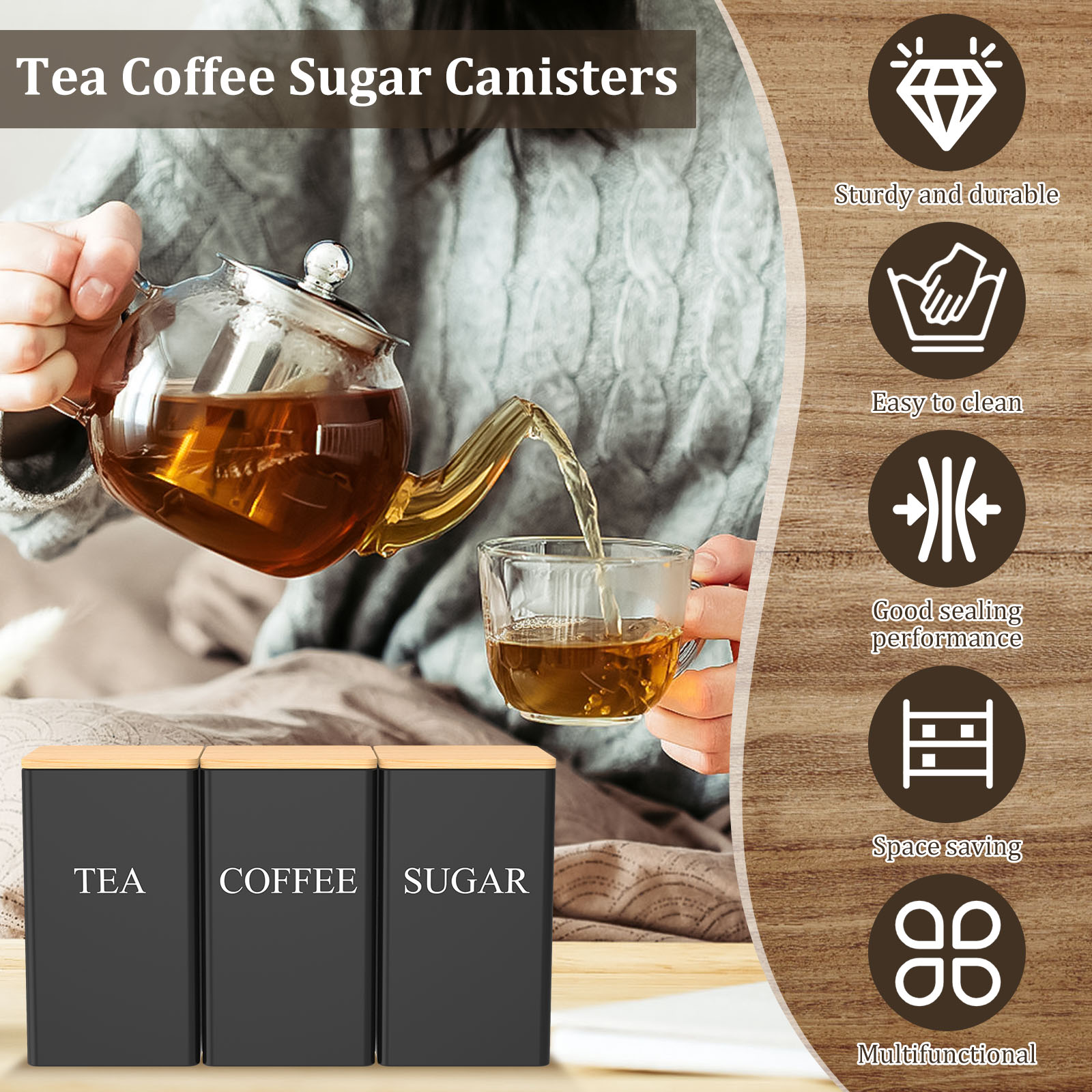 Koffiebonen opslagpot Metalen  - Tea Coffee Sugar Container recensie en prijs